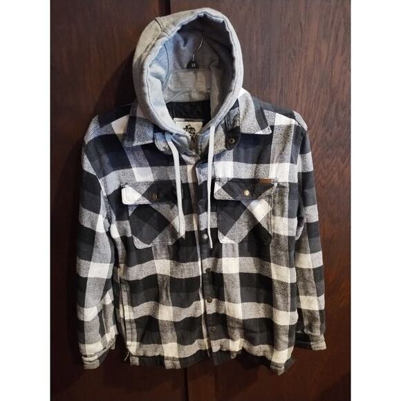 Old Mill Shirt Jacket Shacket Hoodie Sweatshirt Flannel Mens M Quilt Zip Grunge - Picture 3 of 6